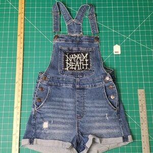 Denim Overall Shorts with NAPALM DEATH Patch
